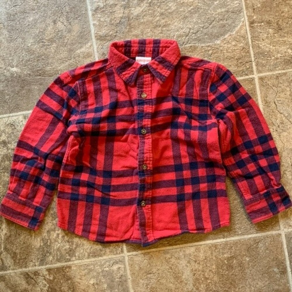 Jumping Beans Boy Girl Unisex Festive Buffalo Plaid Flannel Button Down Shirt